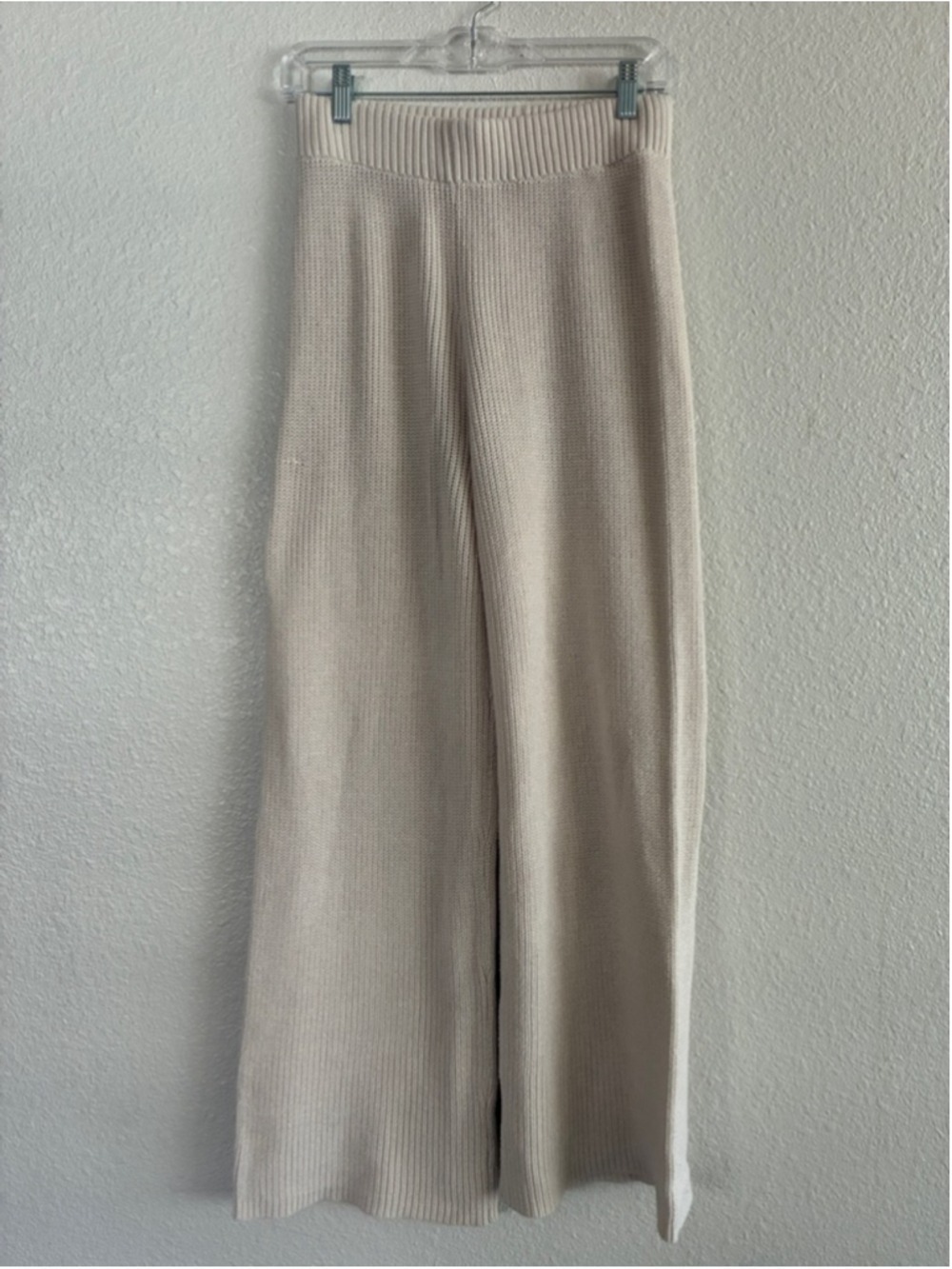 Blu Pepper Beige Chunky Knit Wide Leg Pants